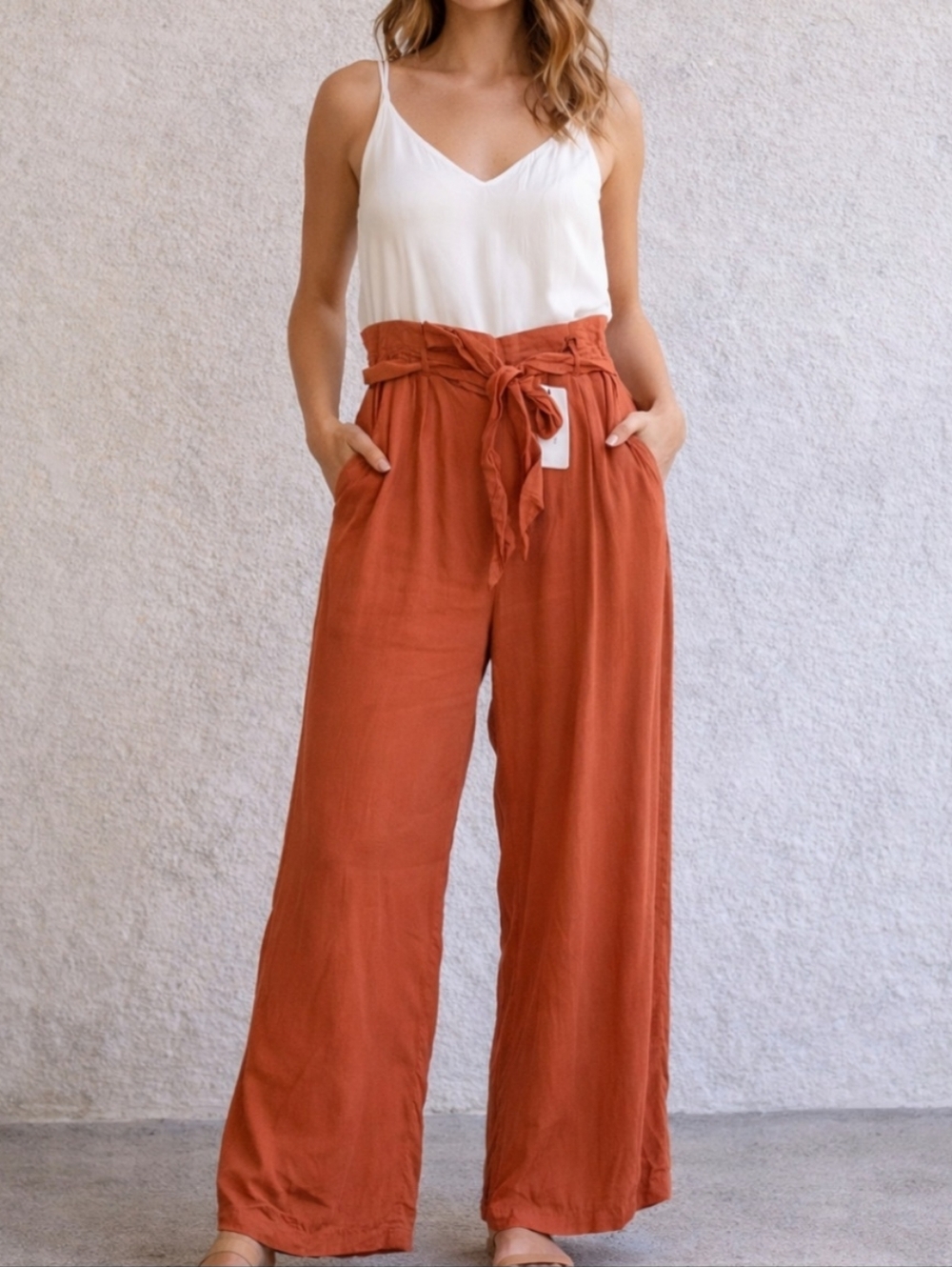 Shinestar CollectionWomen’s Two-Tone Jumpsuit - White & Rust Size M